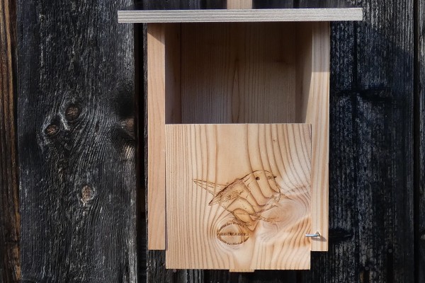Premium XXL Nistkasten, Halbhöhle aus 18mm Lärchenholz für Rotkehlchen, Zaunkönig etc